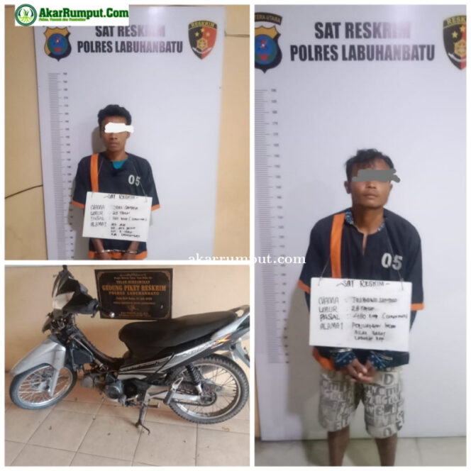 
					Dua orang laki-laki terduga pelaku curanmor inisial WS 25 tahun dan inisial YS 28 tahun, bersama barang bukti 1 unit Sepeda Motor