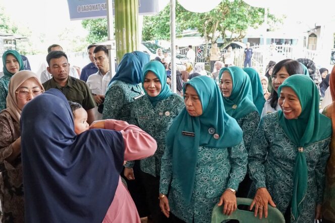 
					Wakil Ketua Tim penggerak PKK Provinsi Sumatera Utara, Ny. Titiek Sugiharti Surya dalam rangkaian penilaian pelaksana terbaik Desa Kelurahan tertip administrasi PKK, PAAR, UP2K PKK, Aku Hatinya PKK dan IVA Tes