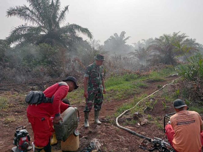
					- Babinsa Koramil 03/SB Sertu M. Zein Pohan bersama Polsek Panai Hilir melaksanakan kegiatan pemadaman api akibat Karhutla, Kamis (25/07/2025)