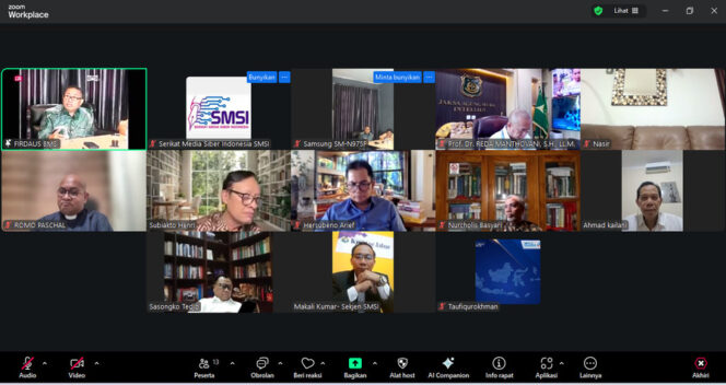 
					Serikat Media Siber Indonesia (SMSI) menggelar rapat pengurus harian secara daring melalui aplikasi Zoom pada Selasa (2/9/2025)
