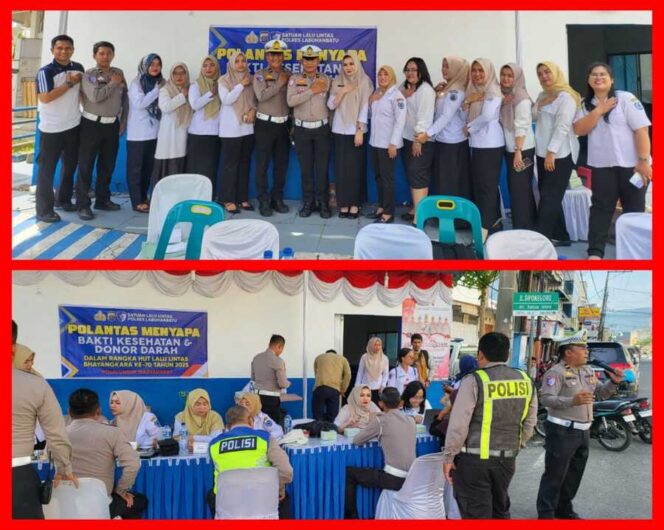 
					Sat Lantas Polres Labuhanbatu menggelar kegiatan “Polantas Menyapa” berupa bakti kesehatan dan donor darah, Rabu (10/09/2025)