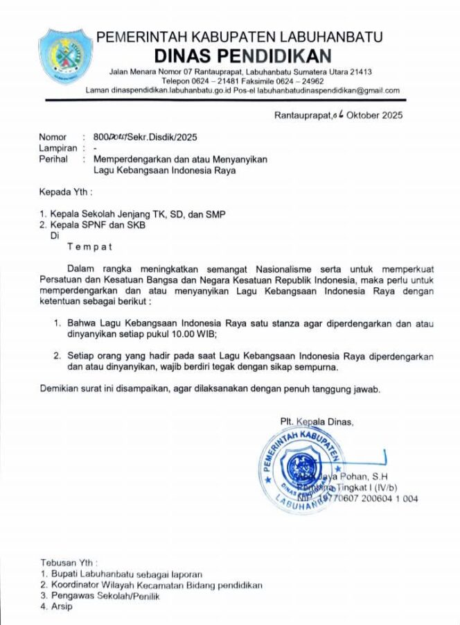 
					Surat Edaran Dinas Pendidikan Labuhanbatu 