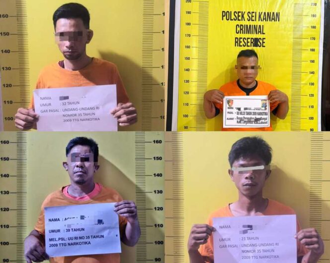 
					Keempat terduga pelaku yang berhasil diamankan, Kamis (09/10/2025)