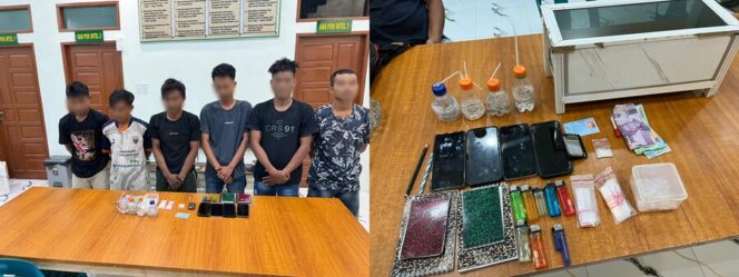 
					Enam (6) orang para Terduga pelaku, serta barang bukti yang berhasil diamankan  