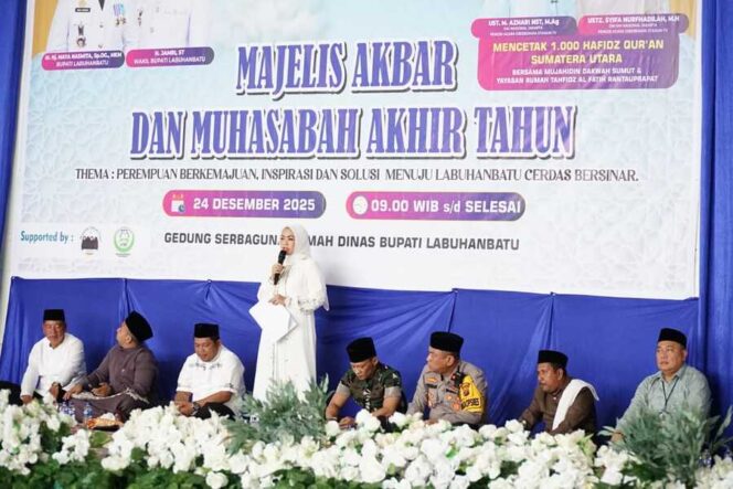 
					Majelis Akbar dan Muhasabah Akhir Tahun 2025 di Gedung Serbaguna Bupati Labuhanbatu, Rabu (24/12/2025)