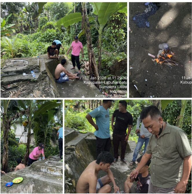 
					Kegiatan Patroli dan Gerebek Sarang Narkoba (GSN), aparat menyasar lokasi yang selama ini diduga menjadi tempat transaksi dan penyalahgunaan narkoba di Kecamatan Bilah Hilir, Minggu (11/1/2026) 