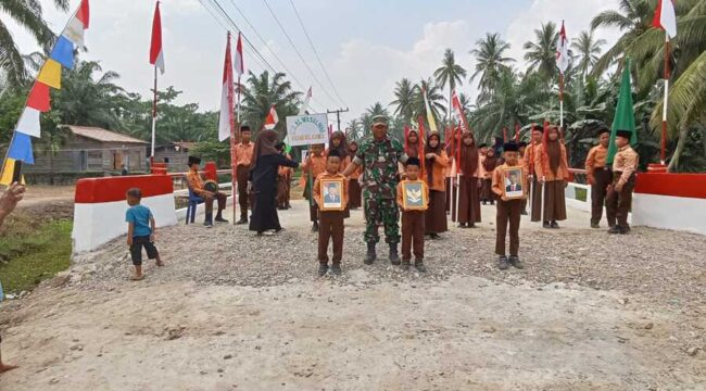 Jembatan Armco di Kualuh Hilir rampung dibangun oleh TNI bersama warga