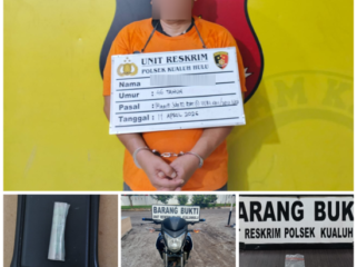 Teduga pelaku seorang pria berinisial ASS (46) beserta barang bukti yang berhasil diamankan 