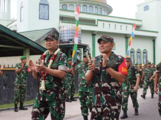 Penyambutan kunjungan Pangdam I/Bukit Barisan ke Makodim 0209/Labuhanbatu 