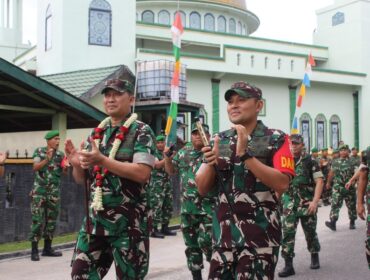 Penyambutan kunjungan Pangdam I/Bukit Barisan ke Makodim 0209/Labuhanbatu 