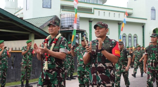 Penyambutan kunjungan Pangdam I/Bukit Barisan ke Makodim 0209/Labuhanbatu 