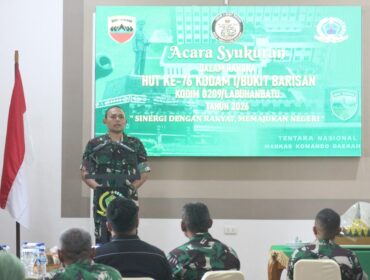 Dandim 0209/Labuhanbatu Letkol Kav Hanung Kaptiaji saat memberikan sambutan