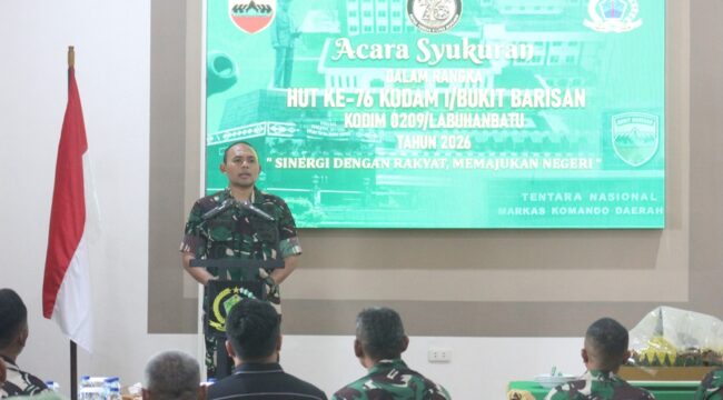 Dandim 0209/Labuhanbatu Letkol Kav Hanung Kaptiaji saat memberikan sambutan