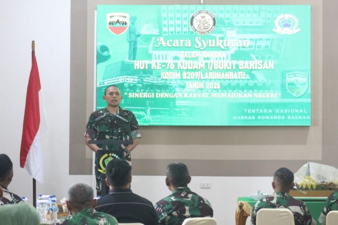 
					Dandim 0209/Labuhanbatu Letkol Kav Hanung Kaptiaji saat memberikan sambutan