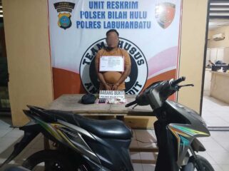 Personel Polsek Bilah Hulu berhasil mengamankan seorang pria yang diduga membawa narkotika jenis sabu seberat 10,57 gram 